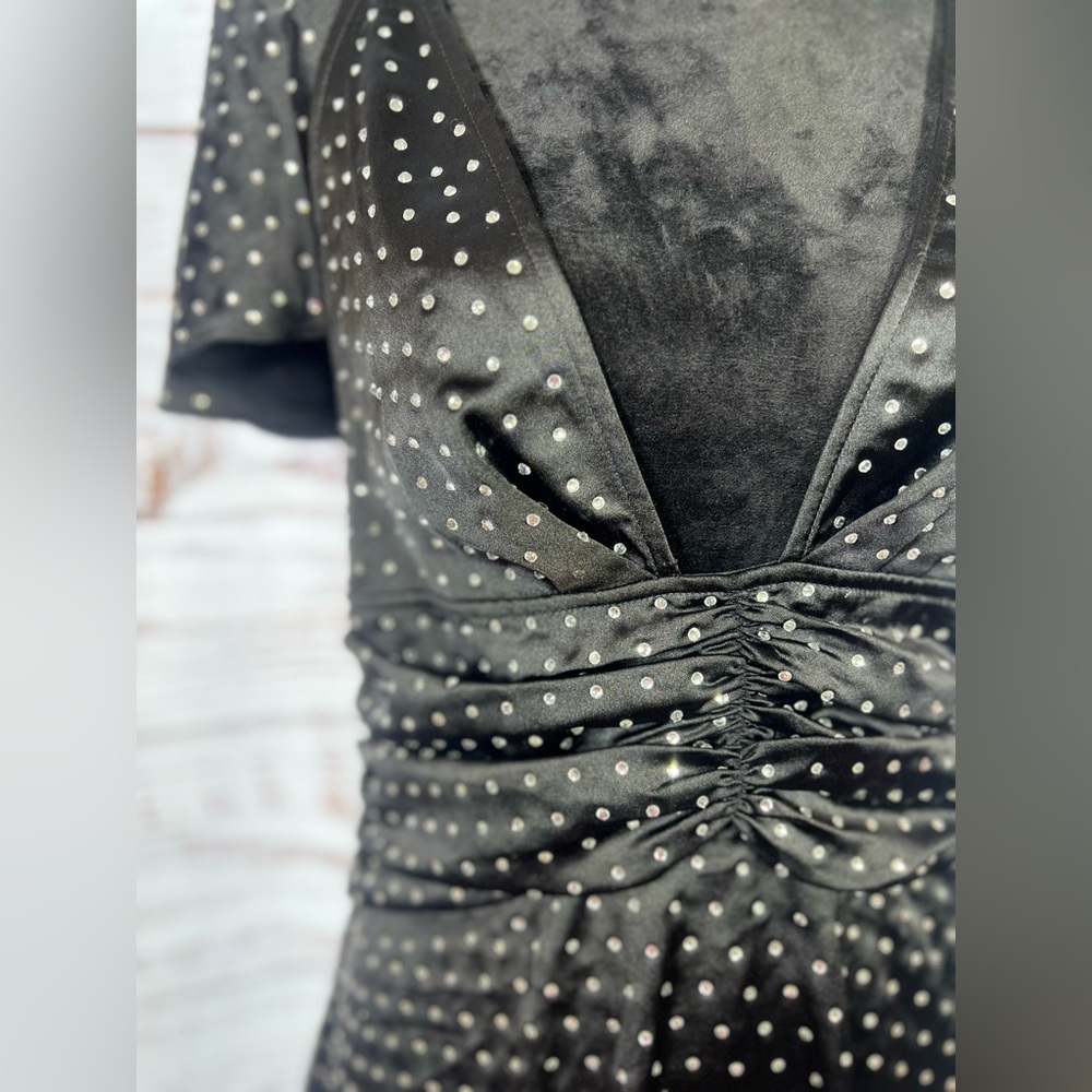 WeWoreWhat‎ Black Rhinestone One Shoulder Sheath Dress - Picture 3 of 8